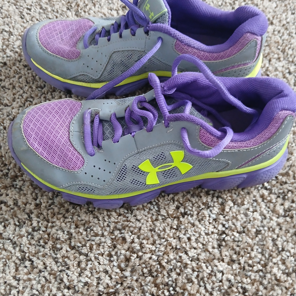 Under Armour Gray and Purple Athletic Shoes